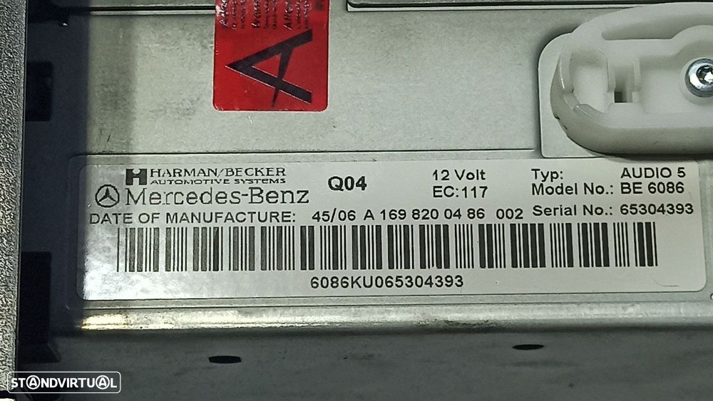 SISTEMA AUDIO / RADIO CD MERCEDES CLASE B (W245) 180 CDI (245.207) - 9