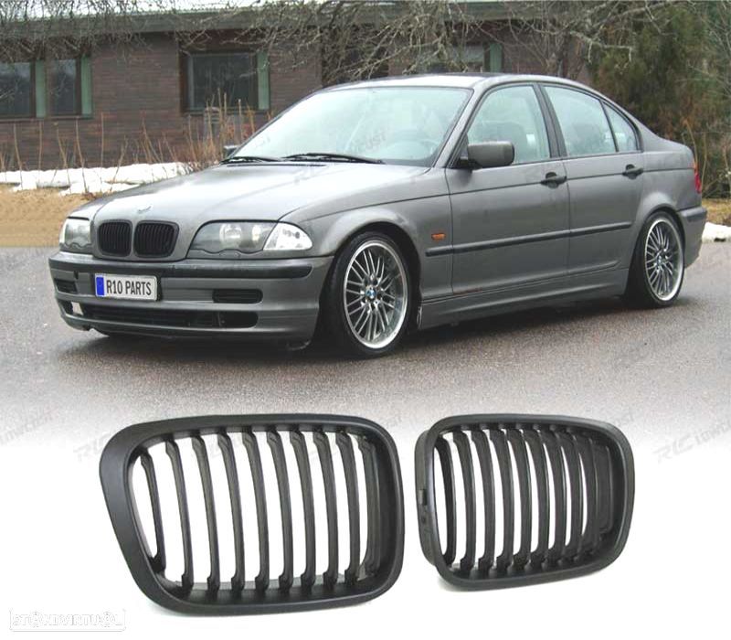 GRELHAS FRONTAIS BMW E46 4D 98-01 PRETO LOOK M - 1