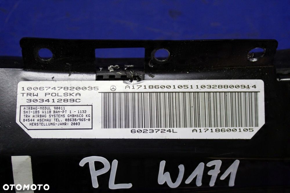 PODUSZKA AIRBAG FOTELA KIEROWCY MERCEDES W171 A1718600105 - 3