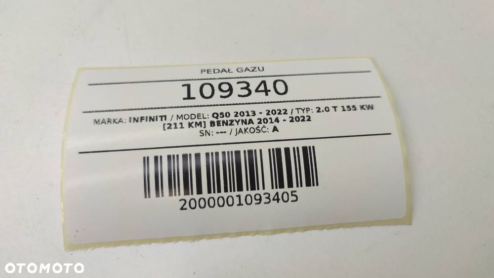 PEDAŁ POTENCJOMETR GAZU 0280755144 INFINITI Q50 2.0 T TURBO AUTOMAT - 5