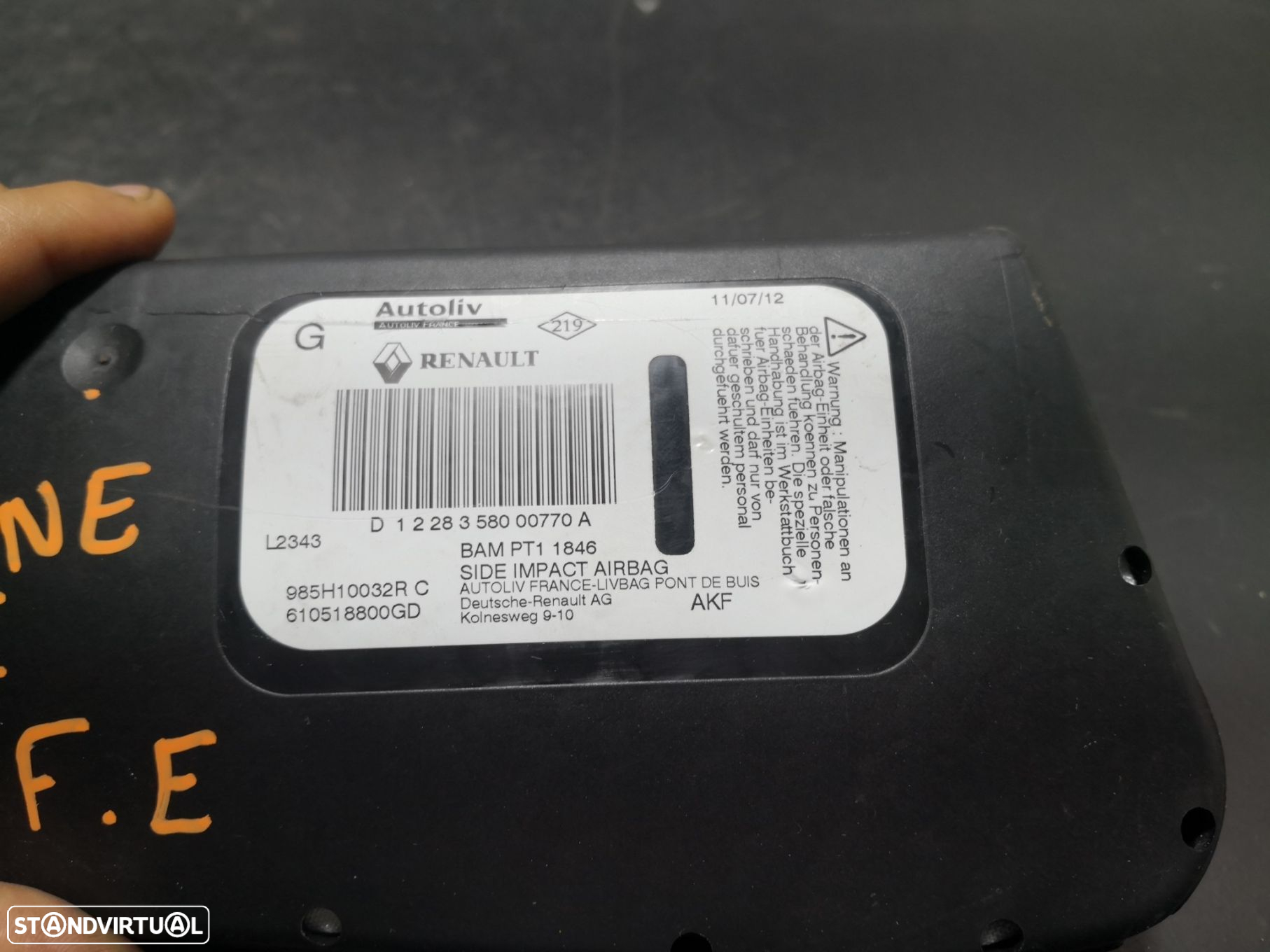 Airbag Banco Esq Renault Megane Iii Grandtour (Kz0/1) - 2