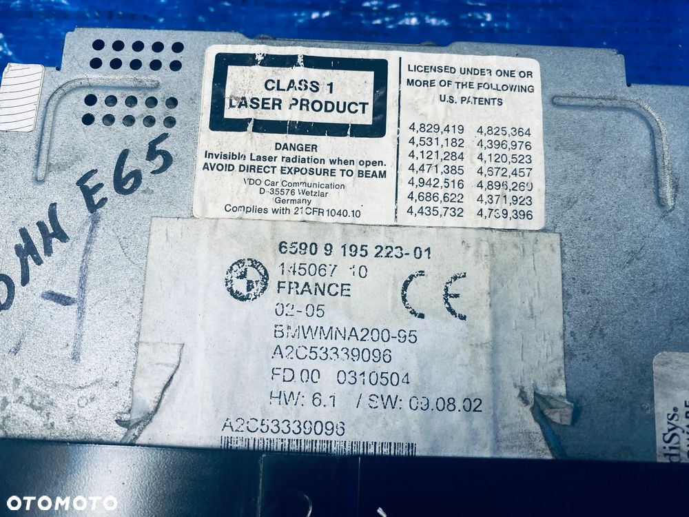 STEROWNIK GPS CZYTNIK RADIA MODUŁ NAWIGACJI RADIO CD/DVD BMW E65 E66 ; 9195223 65909195223 RADIOODTWARZACZ ORYGINAŁ - 4