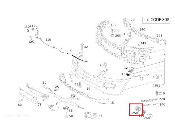 MERCEDES ML W164 W203 CLK W209 Slizg prowadnica zderzaka przod OE - 2