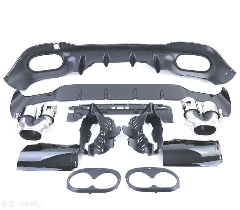 DIFUSOR MERCEDES CLA C118 19- ASPECTO AMG PRETO BRILHANTE + PONTAS DE ESCAPE - 3