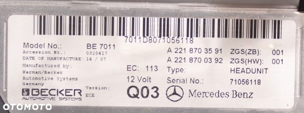 RADIO ZMIENIARKA COMAND MERCEDES W221 A2218703591 - 10