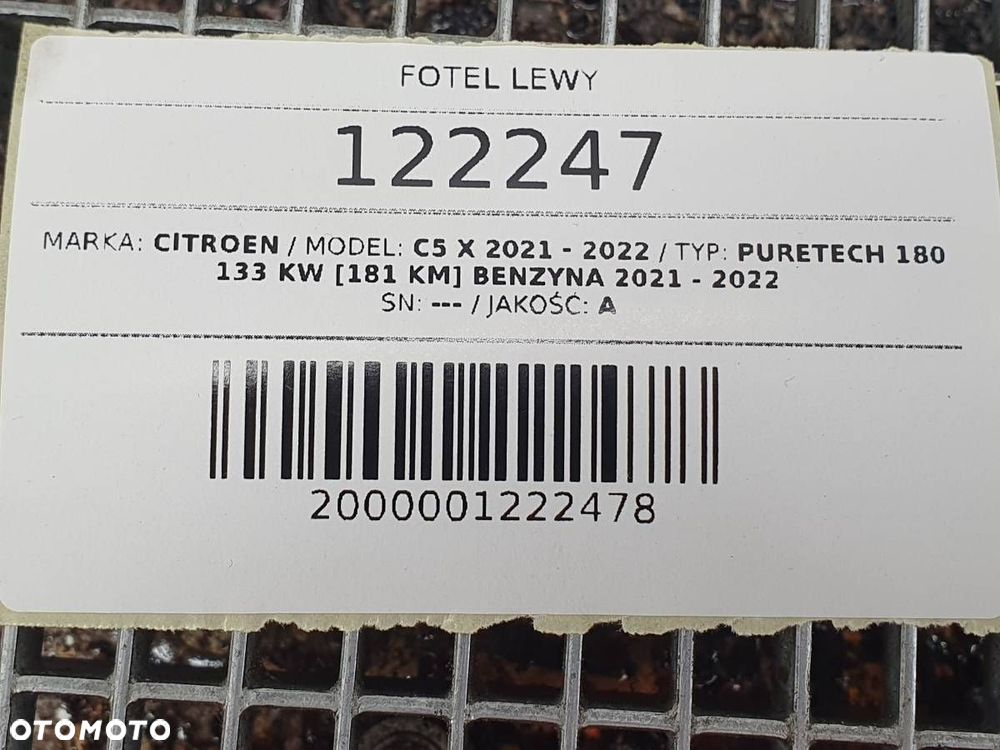 FOTEL PRZÓD PRZEDNI LEWY KIEROWCY CITROEN C5 X EU USZKODZONY - 12