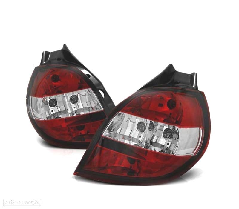 FAROLINS TRASEIRO PARA RENAULT CLIO 3 05-09 VERMELHO BRANCO LOOK LEXUS - 1
