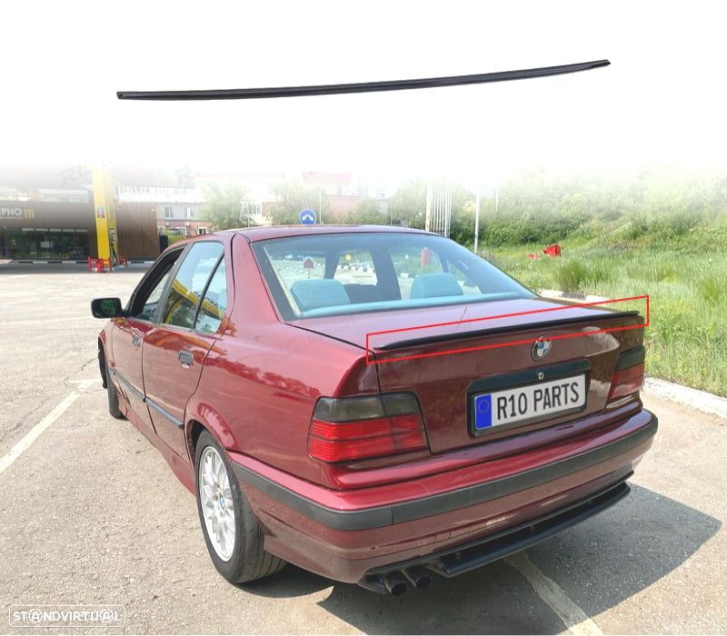 AILERON SPOILER TRASEIRO BMW E36 SEDAN PRETO BRILHANTE - 1