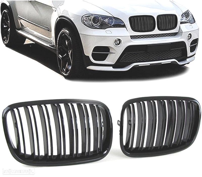 GRELHAS BMW X5 X6 E70 E71 07-14 LOOK M PRETO BRILHANTE - 1
