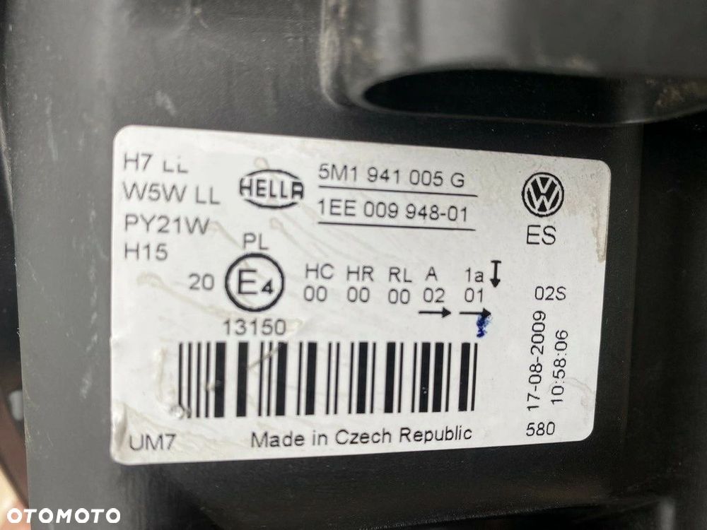 LAMPA PRZEDNIA LEWA VW GOLF VI PLUS 5M1941005G EUROPA - 7