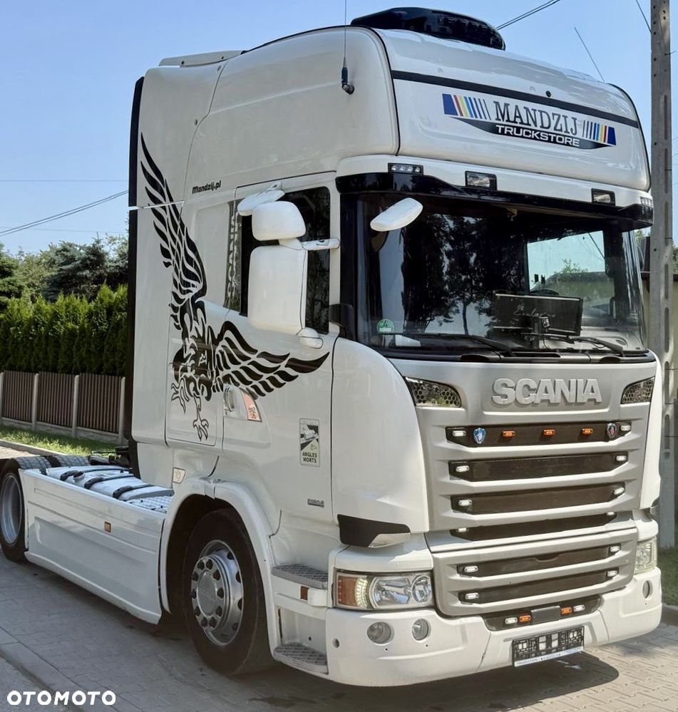 Scania R450 TOPLINE STREAMLINE AUTOMAT RETARDER FULLSPOJLERY STANDKLIMA WEBASTO XENONY LEDY SKÓRA 2xALUTANK LODÓWKA LOW DECK MEGA EURO 6 BEZ EGR 2016r ŁADNA - 1