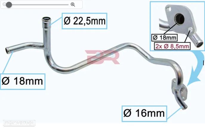 Tubo metálico de água Iveco Daily e Renault Mascott 2800 Diesel 500326396 - 1
