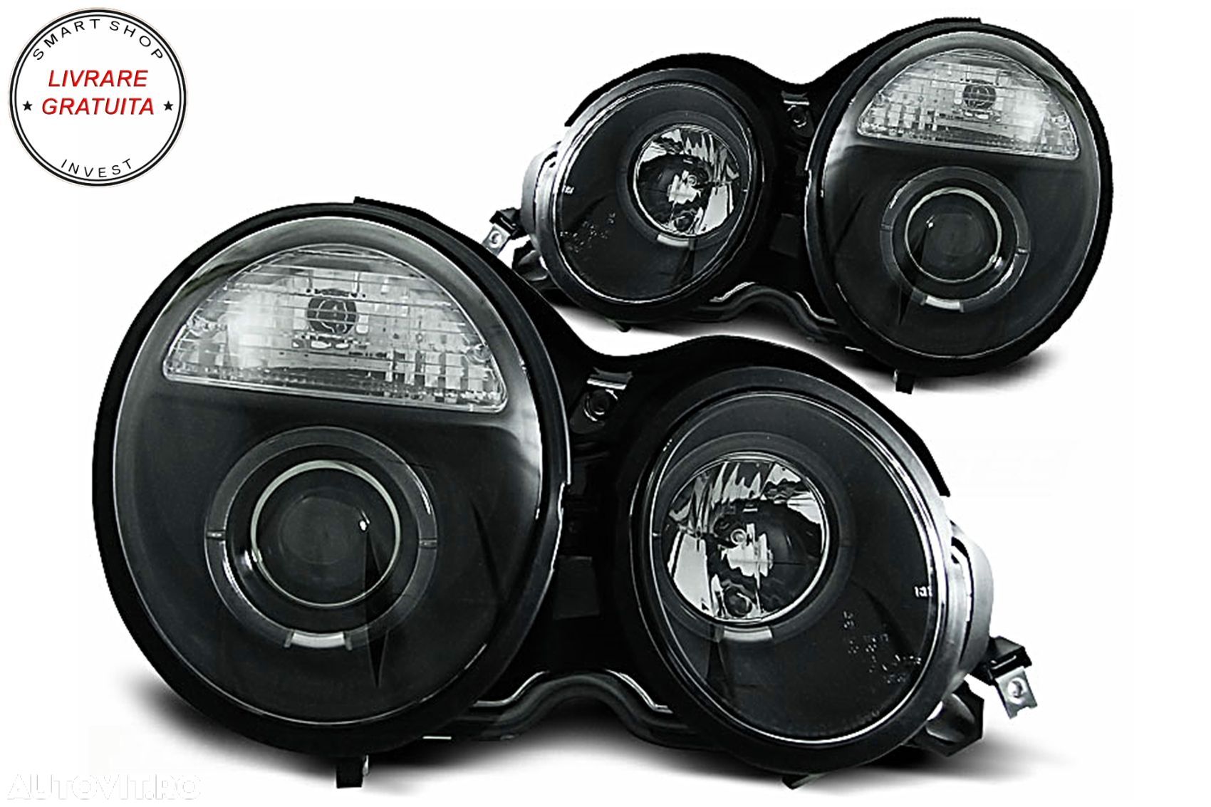 Faruri Angel Eyes Mercedes E-Class W210 S210 (1995-05.1999) Negru- livrare gratuita - 1