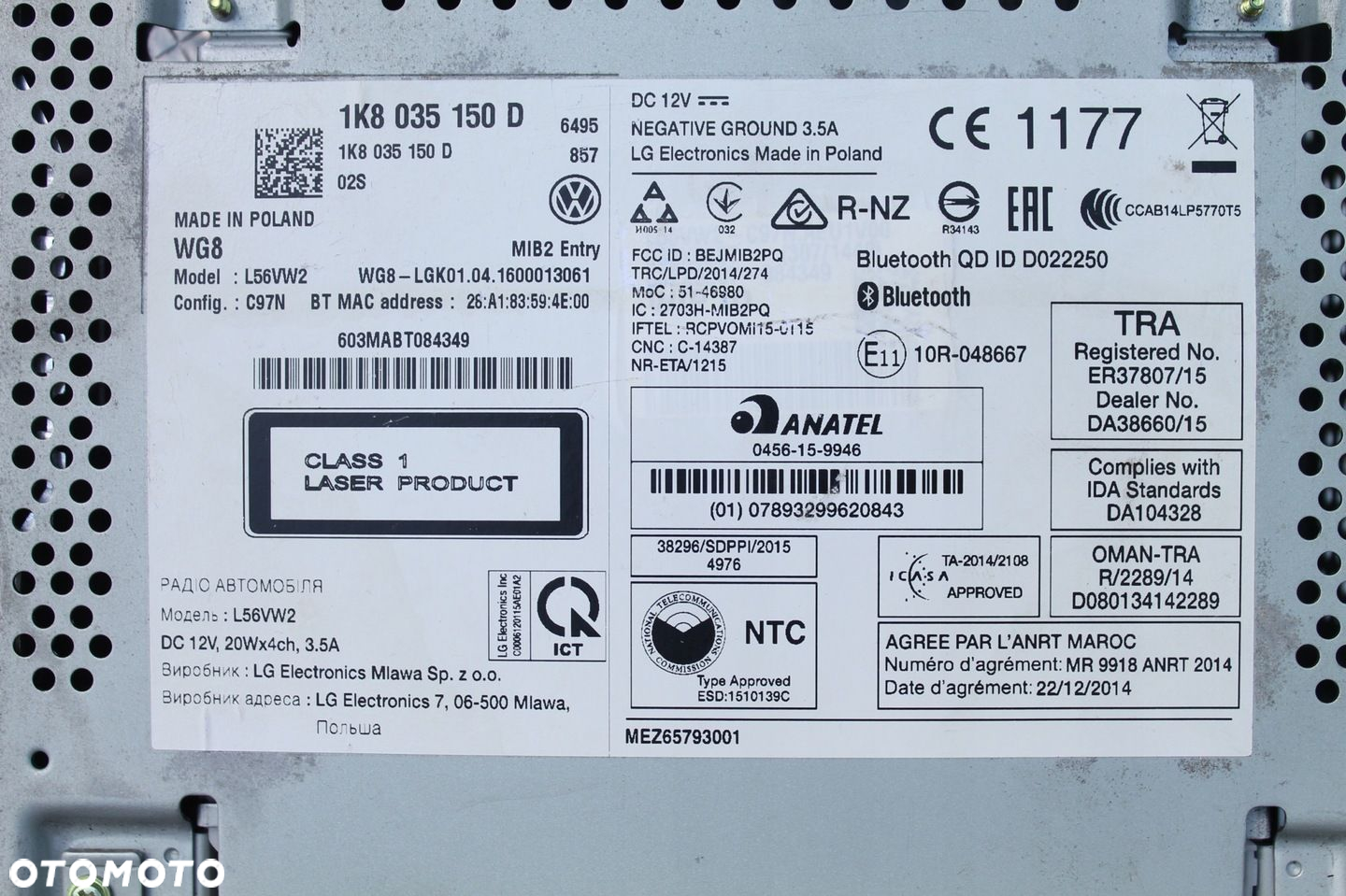 VW RADIO T6 CADDY GOLF 1K8035150D - 3
