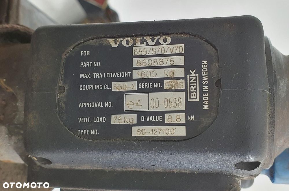HAK HOLOWNICZY BELKA KULA ODPINANY VOLVO V70 I - 9