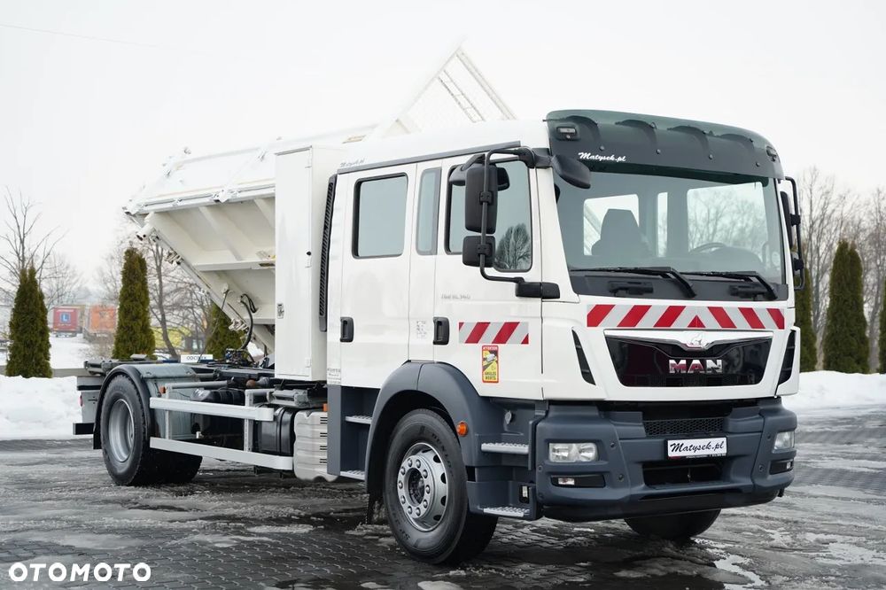 MAN TGM 18.340 / 4X2 / 3 STRONNA WYWROTKA / HYDROBURTA / BRYGADÓWKA 7 MIEJSC / BORDMATIC - 9