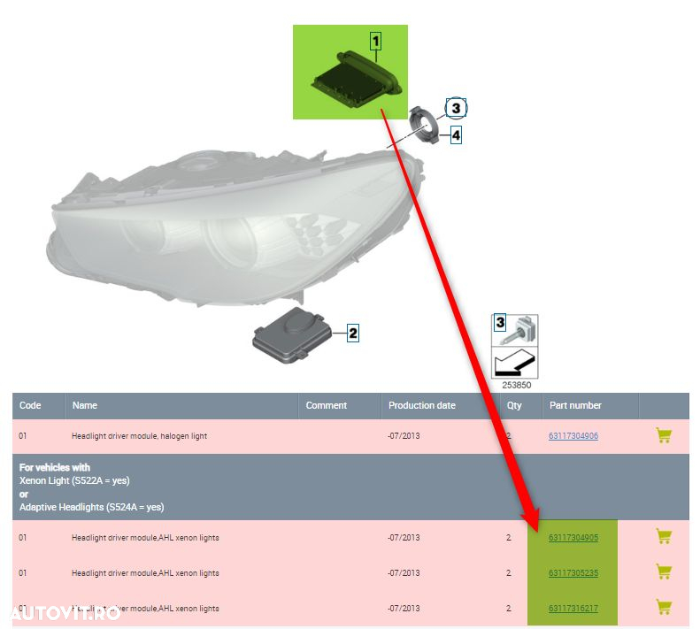 Modul Far BMW F10 F11 63117316217 - 6
