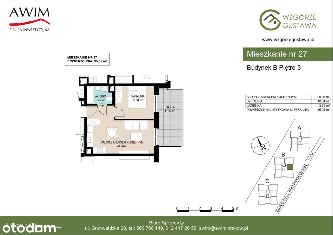 2-pokojowe mieszkanie 35,05m2+balkon-B27 - Pełny obrazek: 2/5