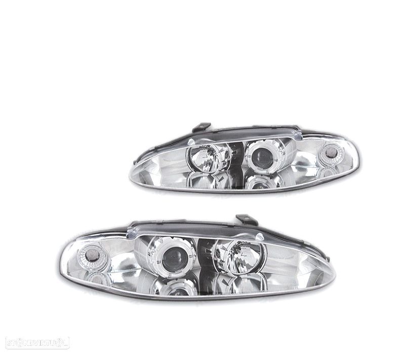FAROIS FRONTAIS PARA MITSUBISHI ECLIPSE 95-97 OLHOS DE ANGEL FUNDO CROMADO - 1