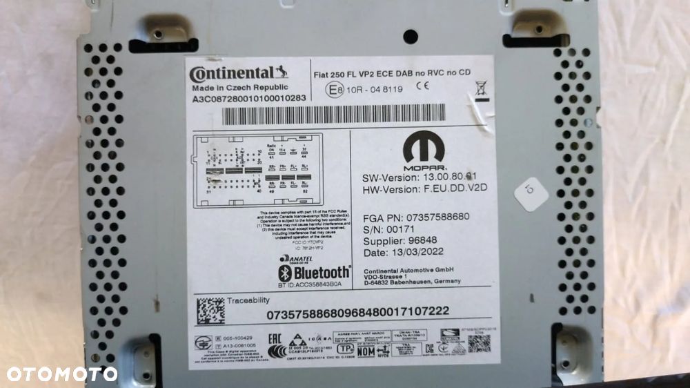 RADIO DUCATO JUMPER BOXER 14- 07357588680 NO 754/032 - 2