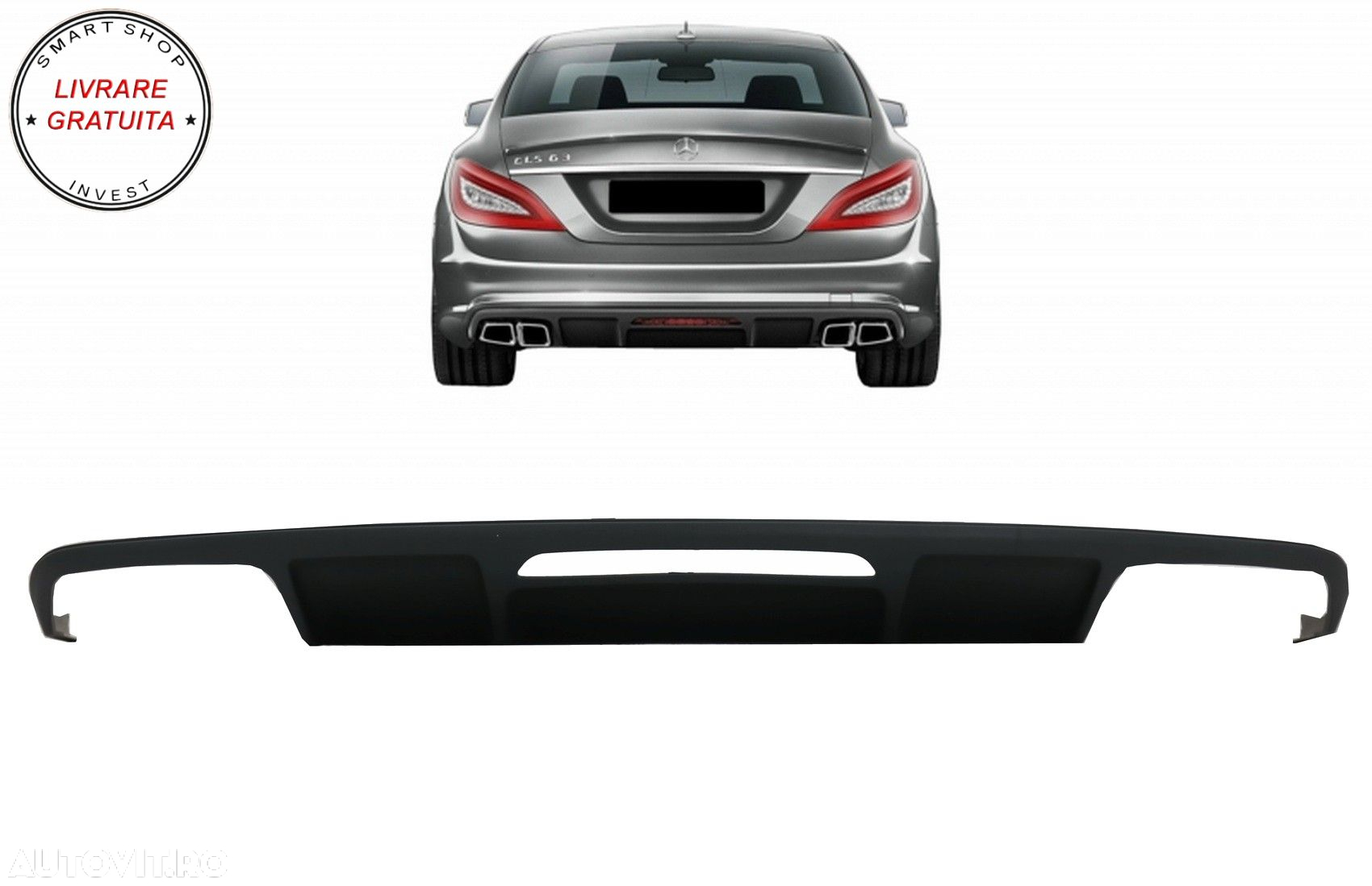 Difuzor cu Evacuare Dubla Mercedes CLS Sedan W218 (2011-2017) pentru bara AMG Spor- livrare gratuita - 8