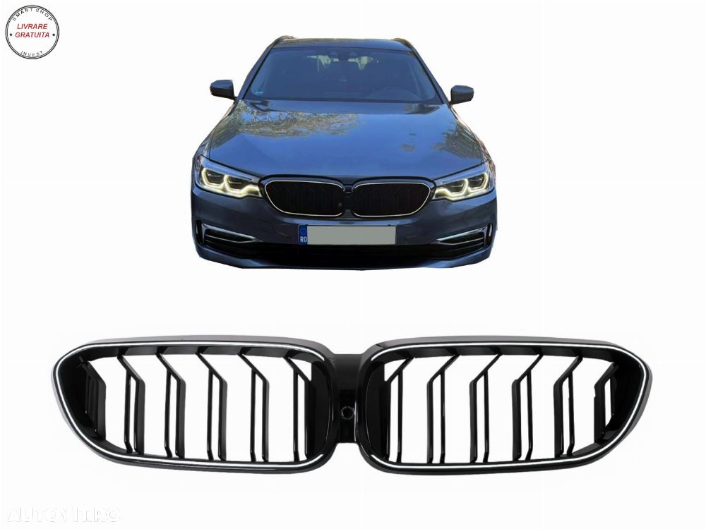 Grile Centrale cu LED BMW Seria 5 G30 G31 (2017-2019) Negru Lucios- livrare gratuita - 8
