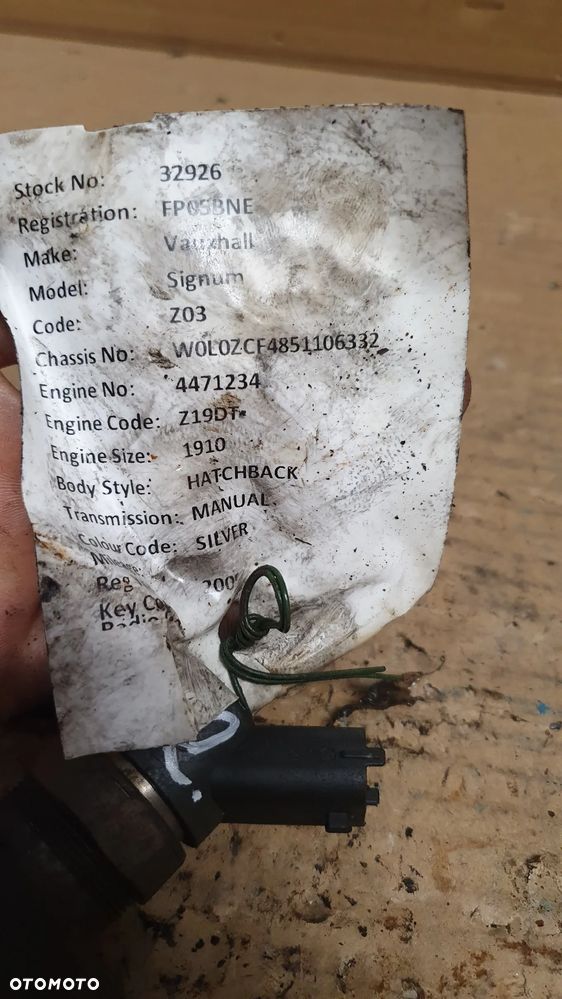 WTRYSK WTRYSKIWACZ OPEL VECTRA C ZAFIRA B Z19 DT 1.9 - 4