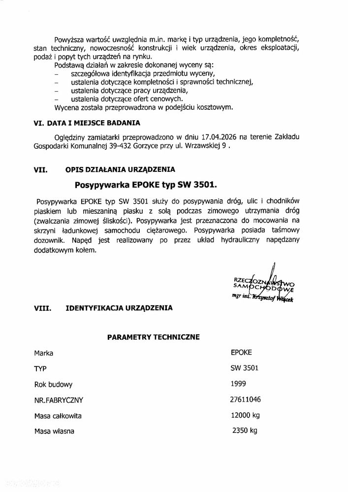 Inny POSYPYWARKA Epoke  SW 3501 - 4