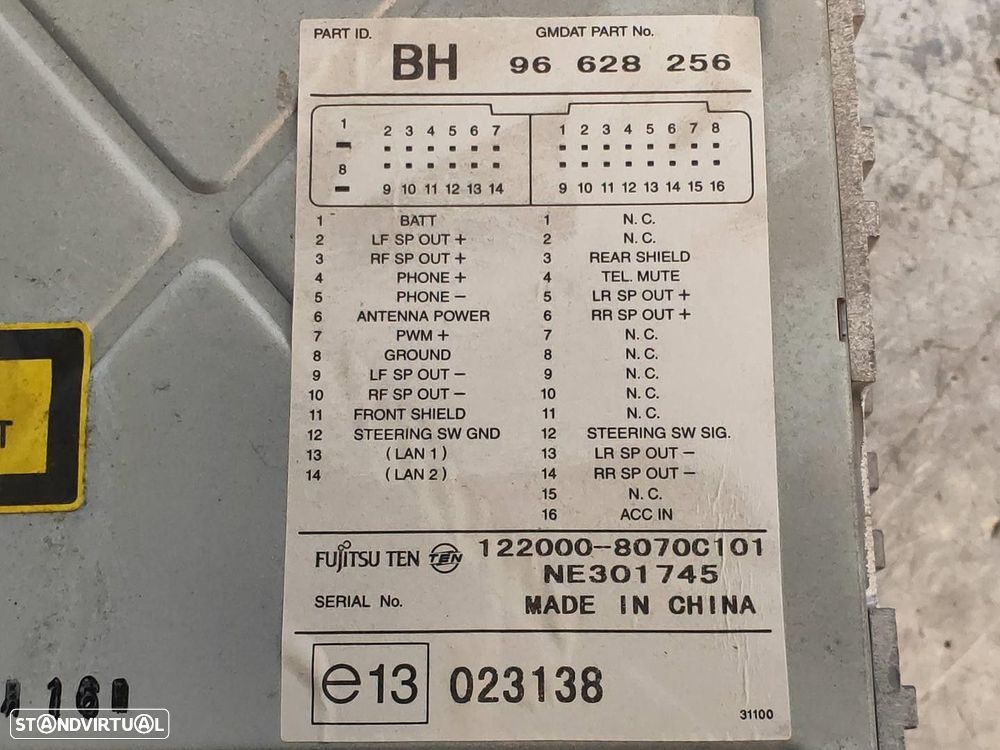 SISTEMA AUDIO / RADIO CD CHEVROLET AVEO / KALOS SEDAN 2006 - 1