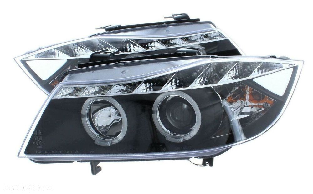 Reflektory Lampy kpl Ringi Angel Eyes LED Tuning Black Bmw 3 e90 e91 04-08 - 4