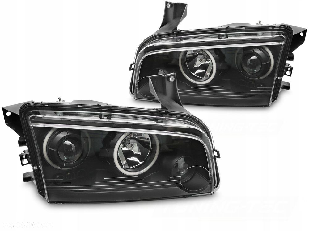 Reflektor Lampa L+R Ringi Angel Eyes LED Black Czarne Dodge Charger lx 06- - 5