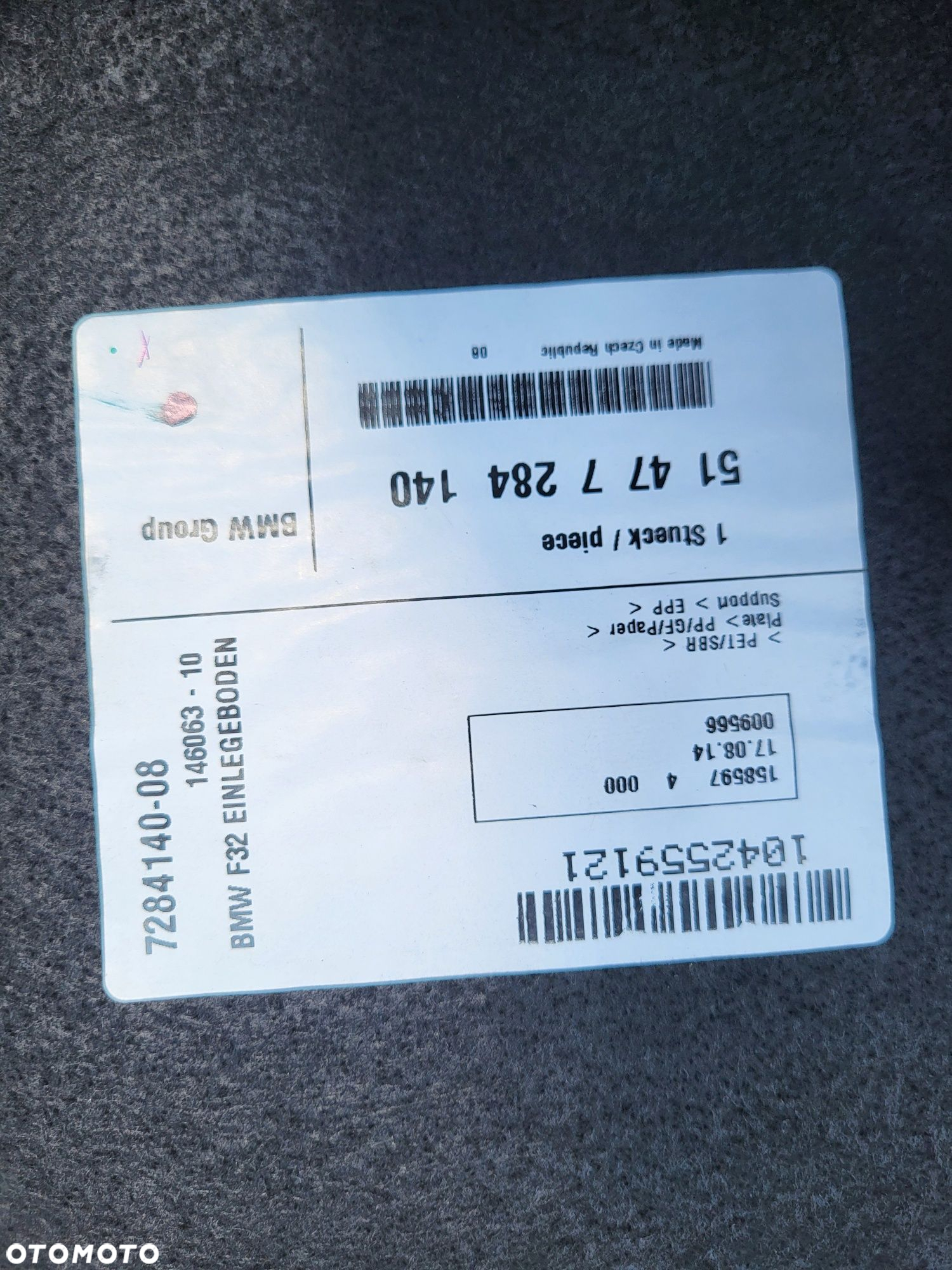 Tapicerka Wykładzina Bagażnika BMW 4 f32 m4 f82 - 2
