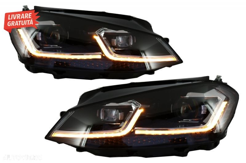 Kit Exterior Complet VW Golf VII 7 (2012-2017) cu Faruri LED Semnal Dinamic R-line- livrare gratuita - 12