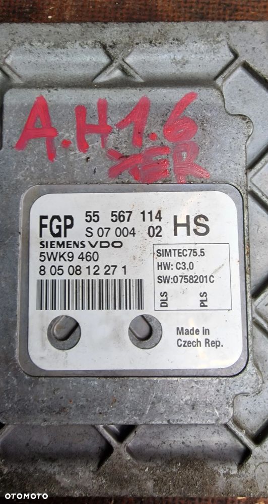 KOMPUTER STEROWNIK SILNIKA 55567114HS OPEL ASTRA H Z16XER 1.6 - 4