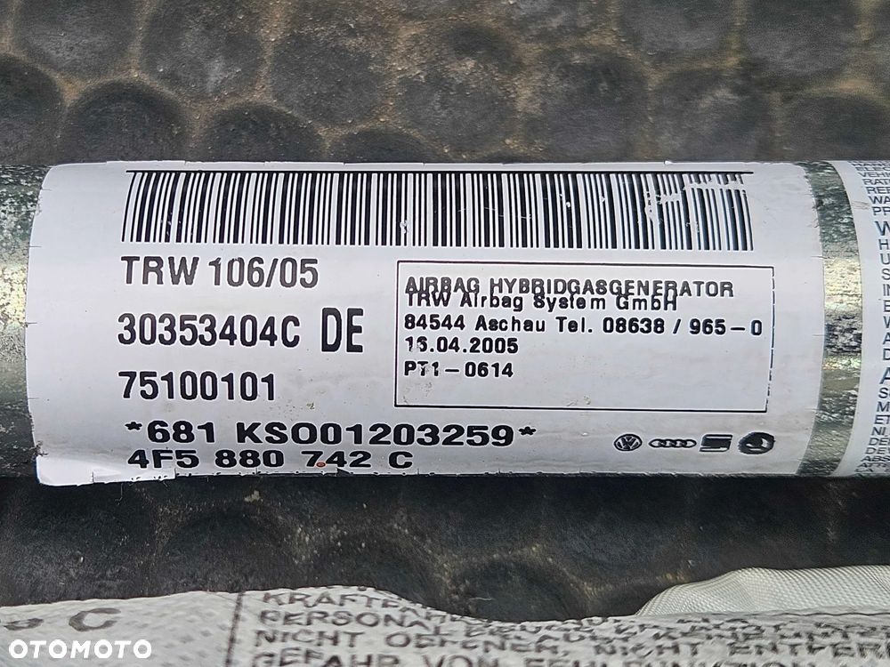 Kurtyna Boczna Kurtyny 4F5880741C 4F5880742C Poduszka Powietrzna Air Bag Lewa Prawa Komplet Audi A6 C6 Sedan. - 26