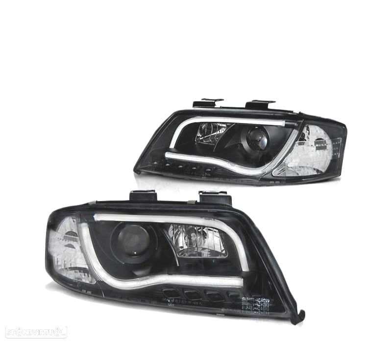FARÓIS LED PARA AUDI A6 06.01-05.04 TRU DRL ECE-R87 PRETO - 1