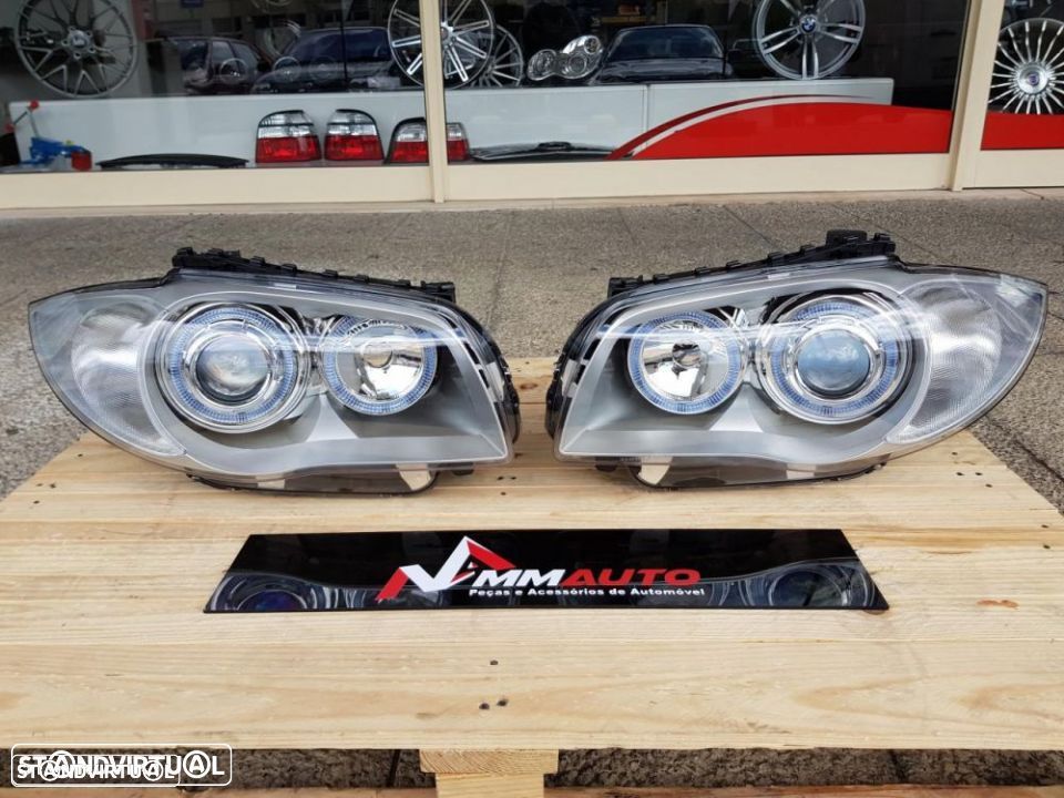 Faróis Angel Eyes BMW Série 1 Fundo Cristal - 1