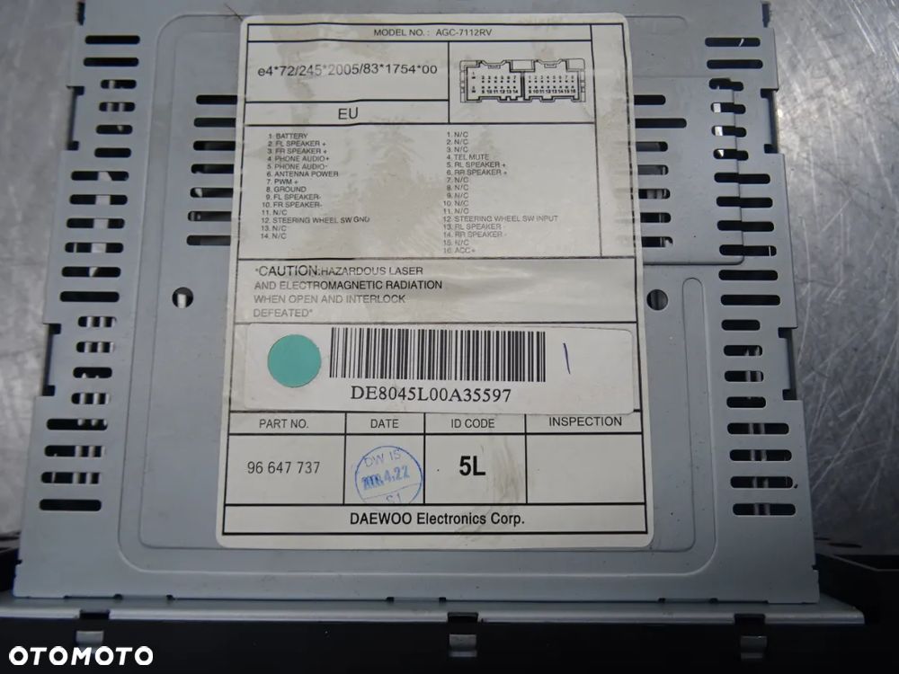 CHEVROLET AVEO II T250 07-12 RADIO RADIOODTWARZACZ 96647737 - 3