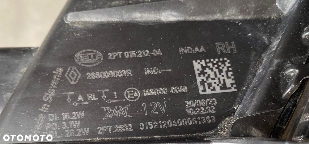 RENAULT MEGANE V 5 E-TECH LAMPA DRL PRAWA PRAWY PRZÓD ŚWIATŁO DO JAZDY DZIENNEJ  LEDOWY led w zderzak przedni 266009083R Wwa - 10