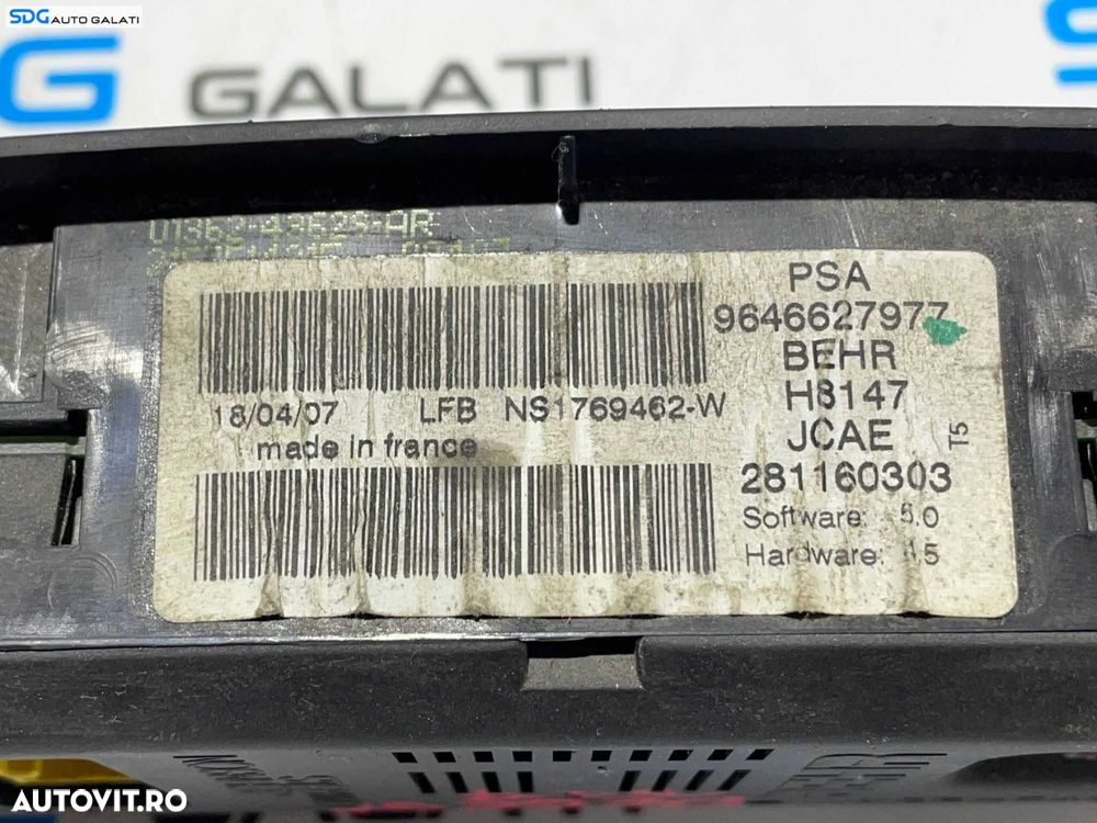 Panou Comanda AC Aer Conditionat Clima Climatronic Peugeot 307 2004 - 2007 Cod 9646627977 [L2906] - 2