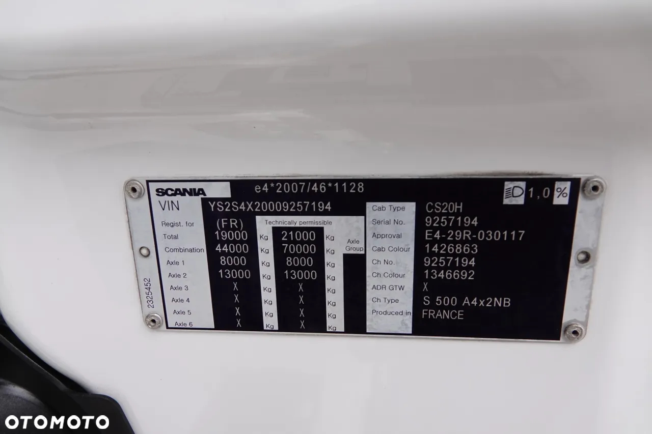 Scania S 500 / RETARDER / KLIMA POSTOJOWA   / PRZÓD NA PODUSZKACH / OPONY 100% / ALUFELGI SPROWADZONA / PO KONTRAKCIE SERWISOWYM - 37