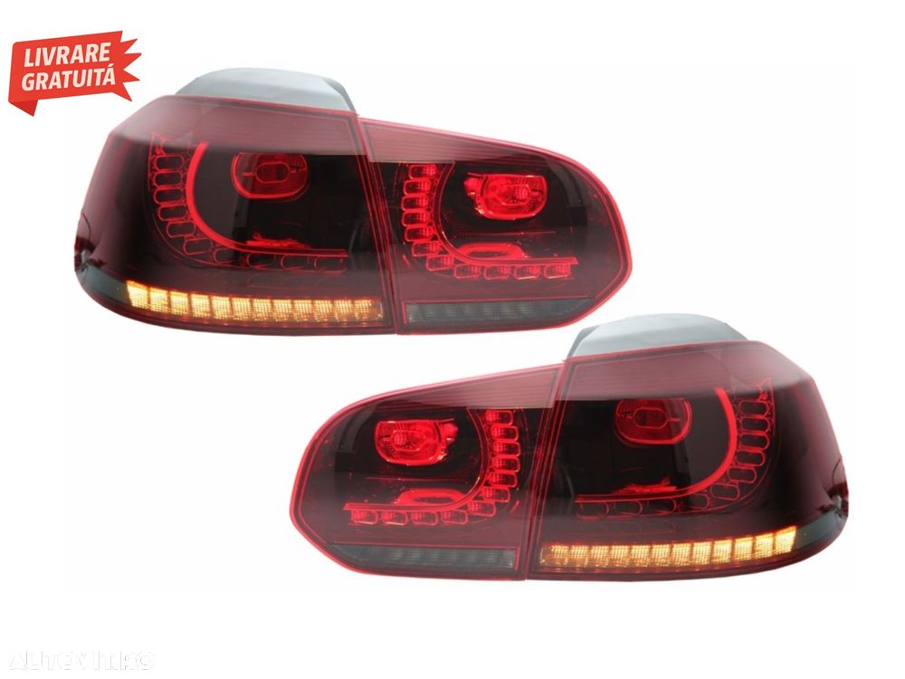Stopuri Full LED VW Golf 6 VI (2008-2013) R20 Design Rosu Fumuriu- livrare gratuita - 1