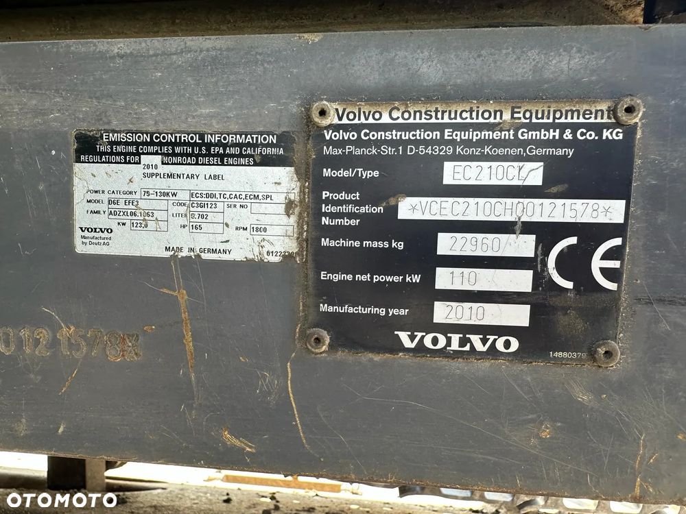 Volvo EC210CL Koparka gąsienicowa, 2010rok, 150KM - 18