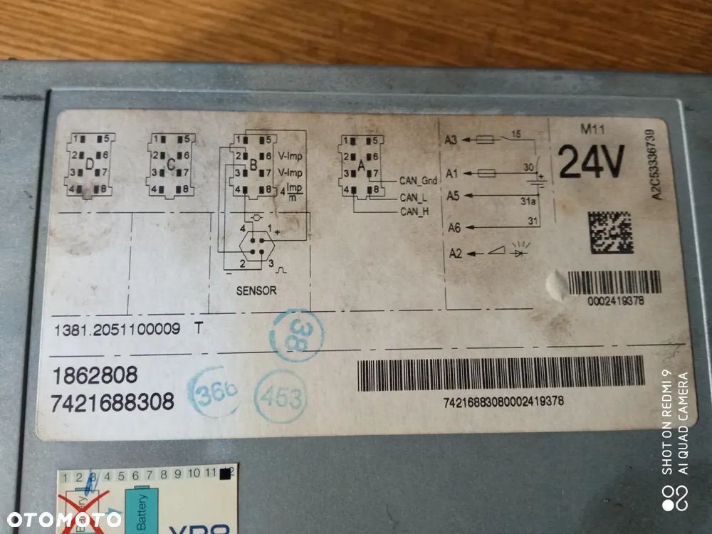 tachograf DAF XF 105 2011r. nr 1862808/7421688308 - 3