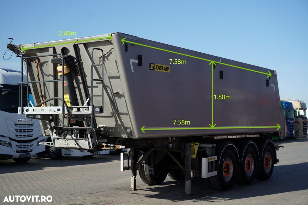 Zaslaw BASCUNĂ ALUMINIU / 35 m³ / 2x AXE RIDICATIVE / AXE SAF - 3