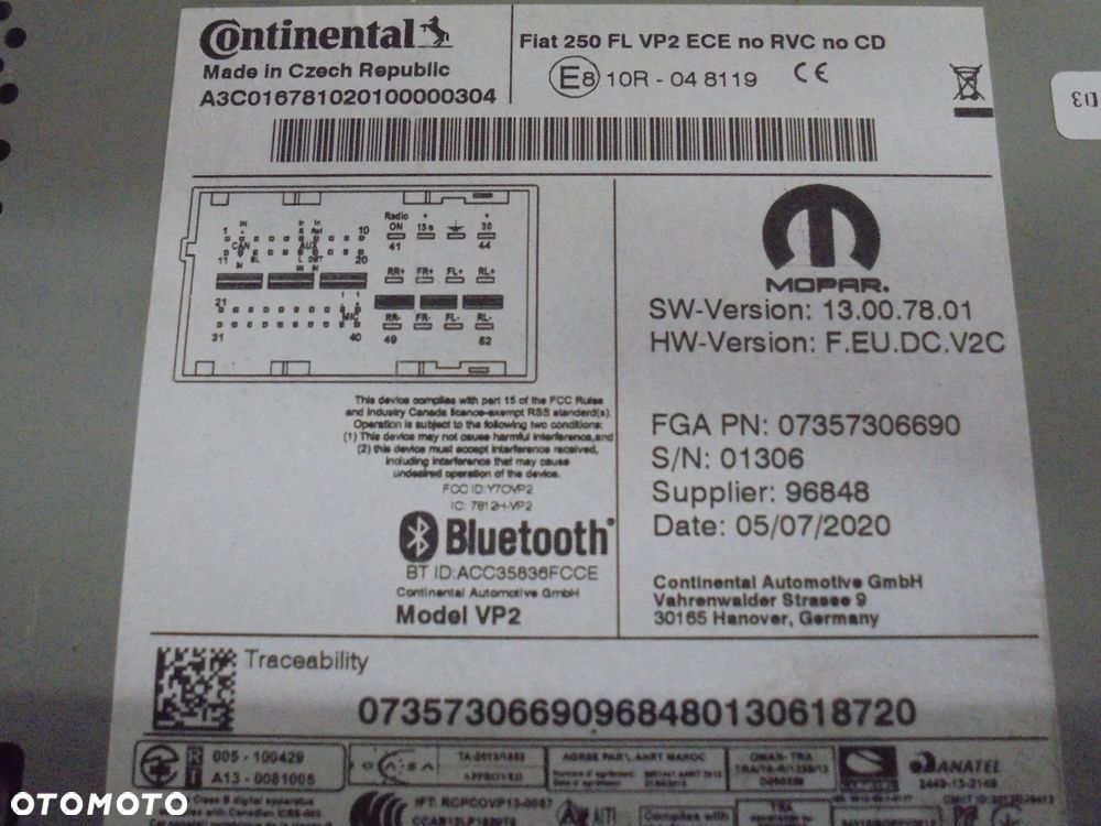 7357306690 RADIO FIAT DUCATO 2012- DOTYKOWE - 2