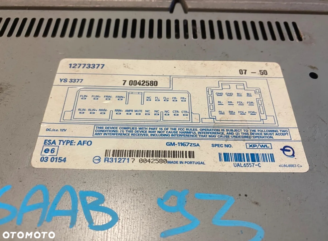 Wzmacniacz radia Saab 93 2008r 12773377 OE - 2