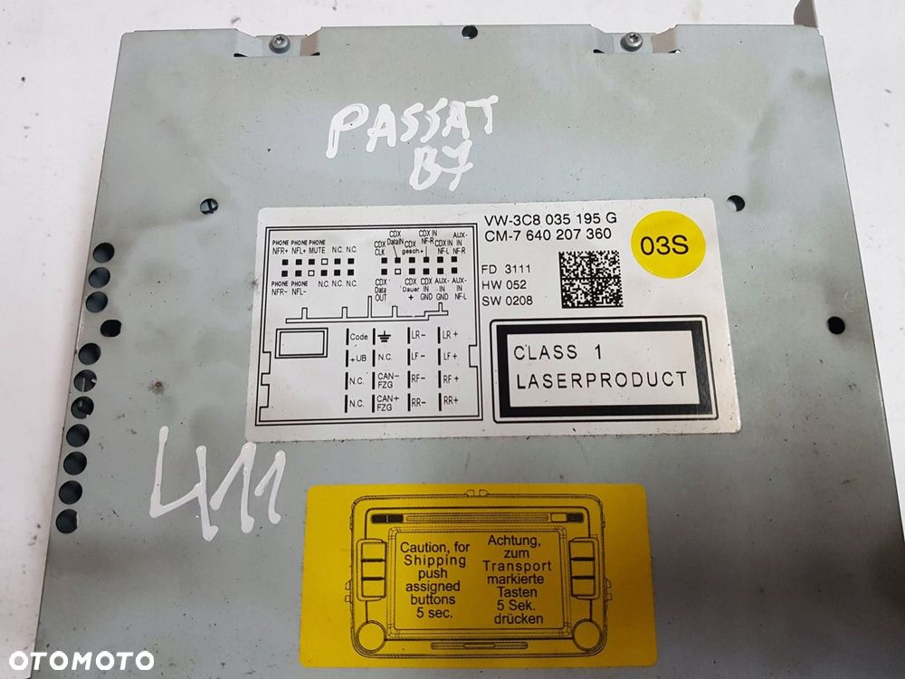 VW PASSAT B7 10-14r CC RADIO CD RADIOODTWARZACZ 3C8035195G - 3