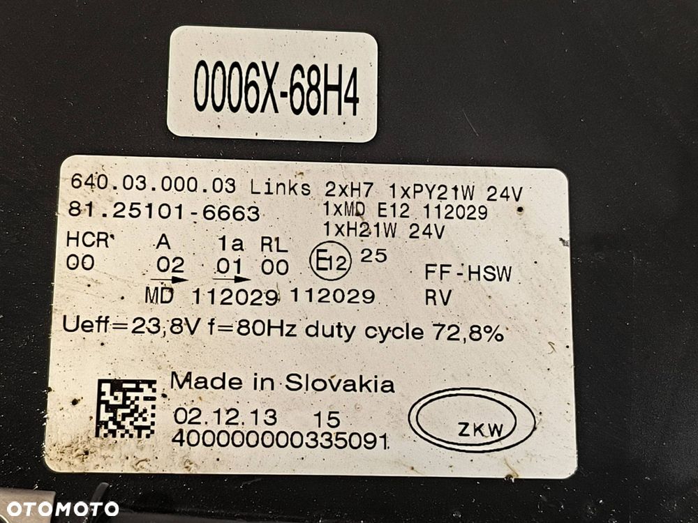 LAMPA LEWA PRZÓD MAN TGX 18.440 - 8