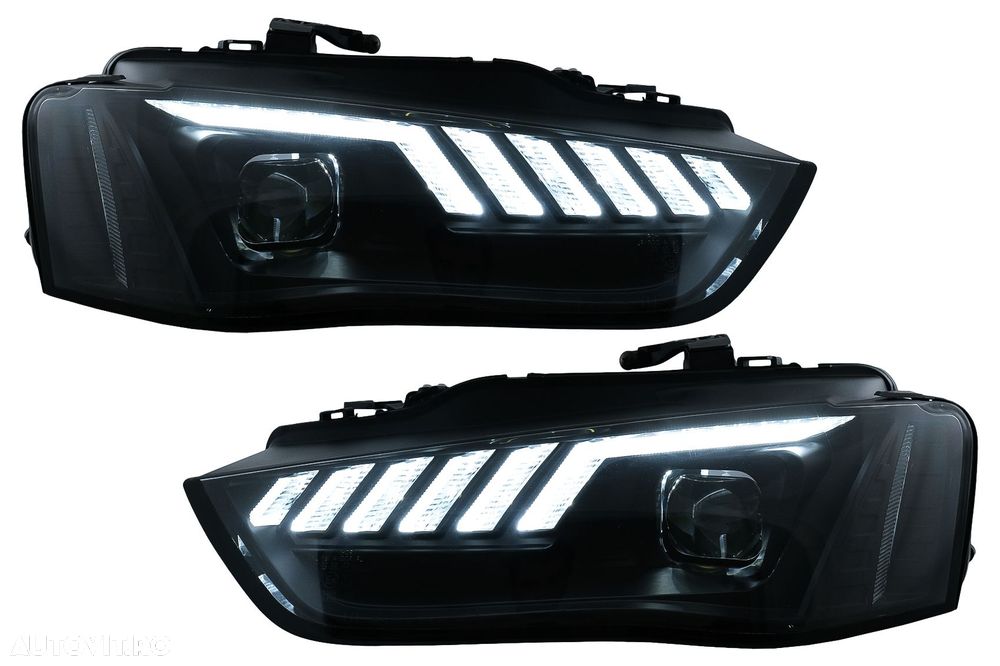 Faruri LED DRL compatibil cu Audi A4 B8.5 Facelift (2012-2015) Negru S - 1